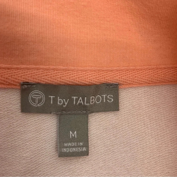 T by Talbots Top Sweatshirt Woman Medium  Long Sleeve Stripe Stretch Pockets - Picture 9 of 12